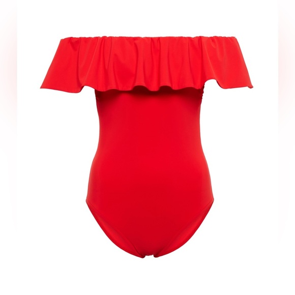 Karla Colletto Red Off Shoulder One Piece Swimsuit – Size 6 | Designer Swimwear - Picture 4 of 15